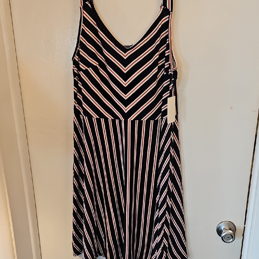 Vibe Navy and White Striped Sleeveless Top